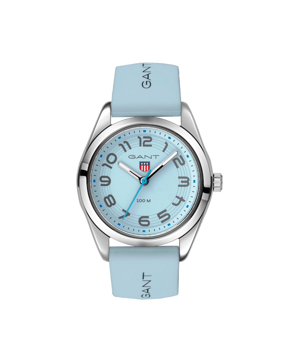 Gant Campus klokke med lys blå silikonrem (32mm)