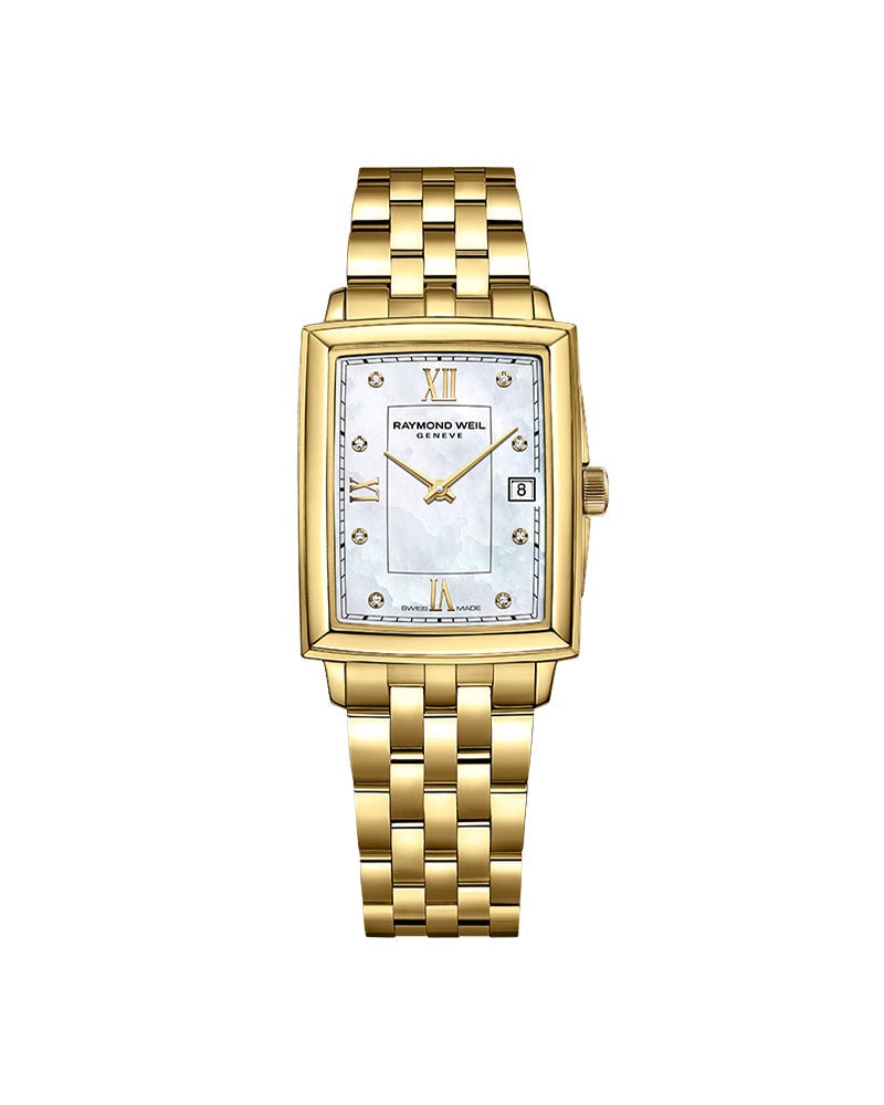 RW Toccata Rectangular Diamond dameklokke i gullfarget stål (22x28mm)