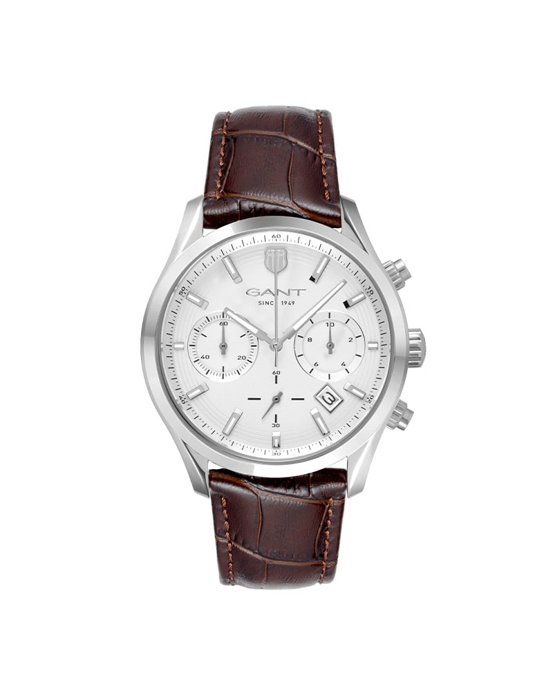 Gant Prestige 206 Chrono herreklokke med brun rem (43mm)