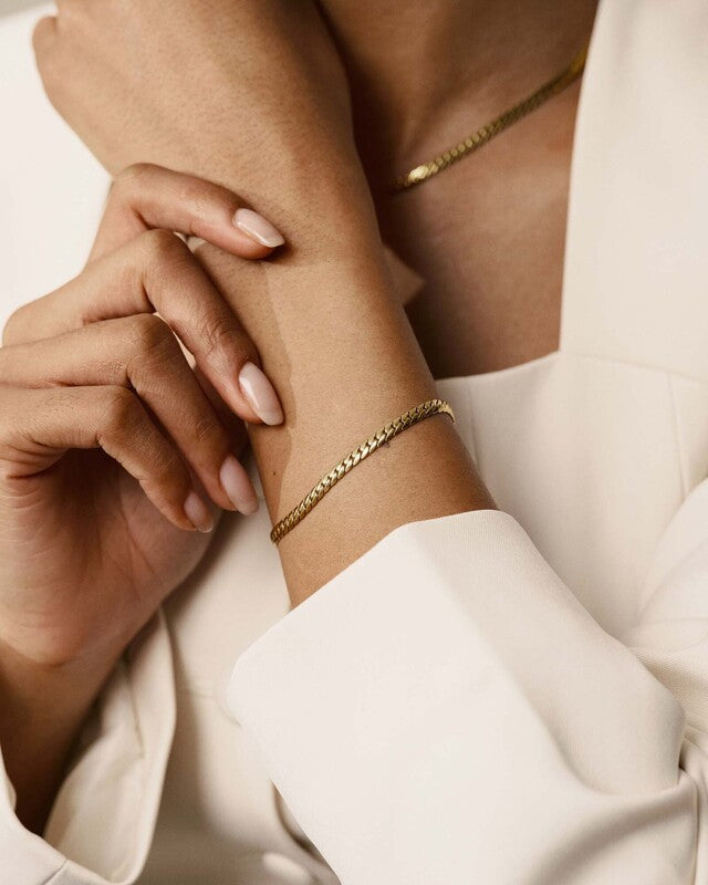 Mockberg Serpentine gullfarget armbånd i stål (medium)