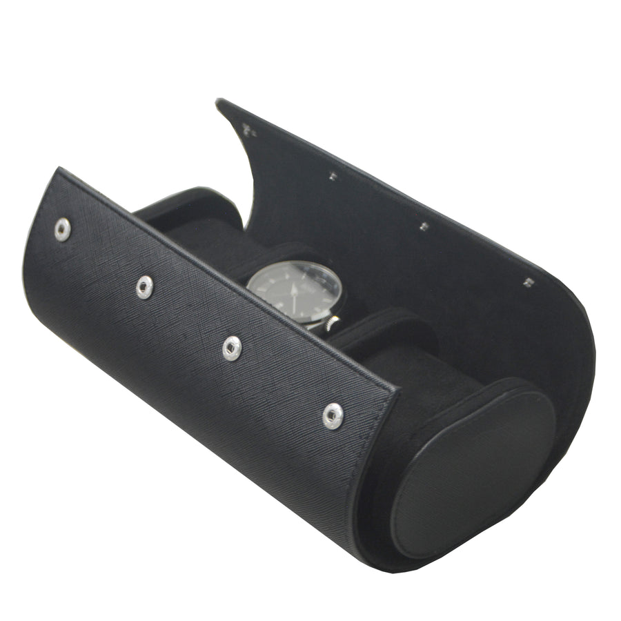 Klokkeboks Travel med 3 puter, sort kryssmønster