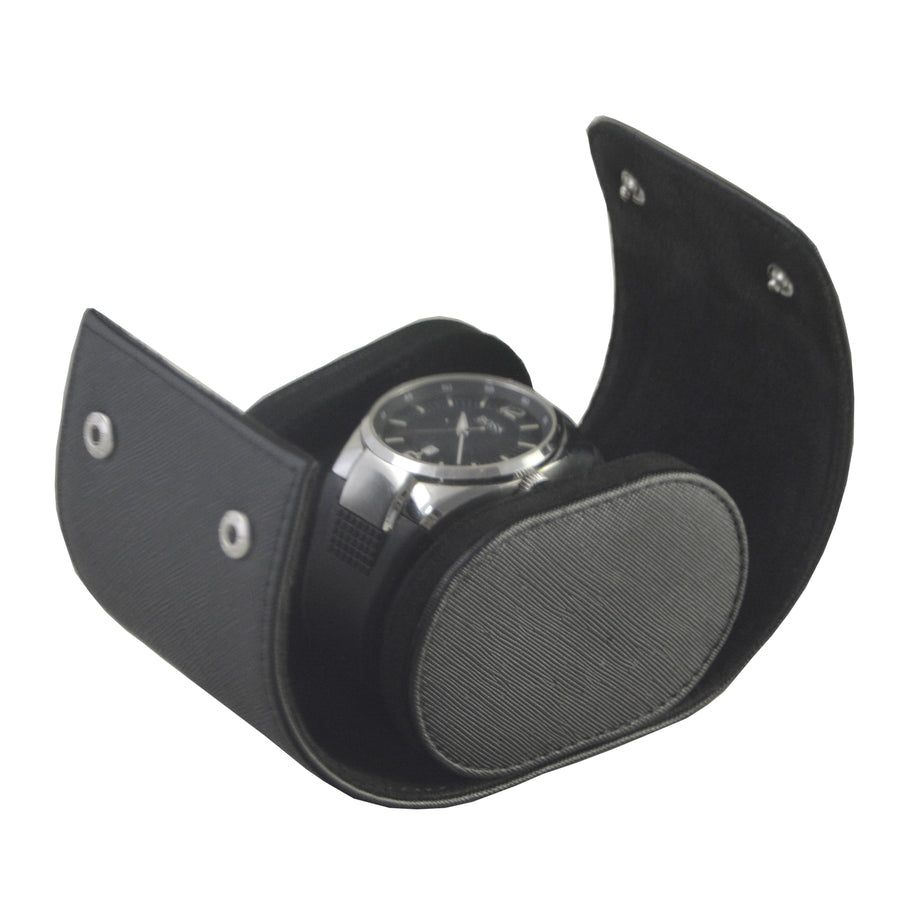 Klokkeboks Travel med 1 pute, sort kryssmønster