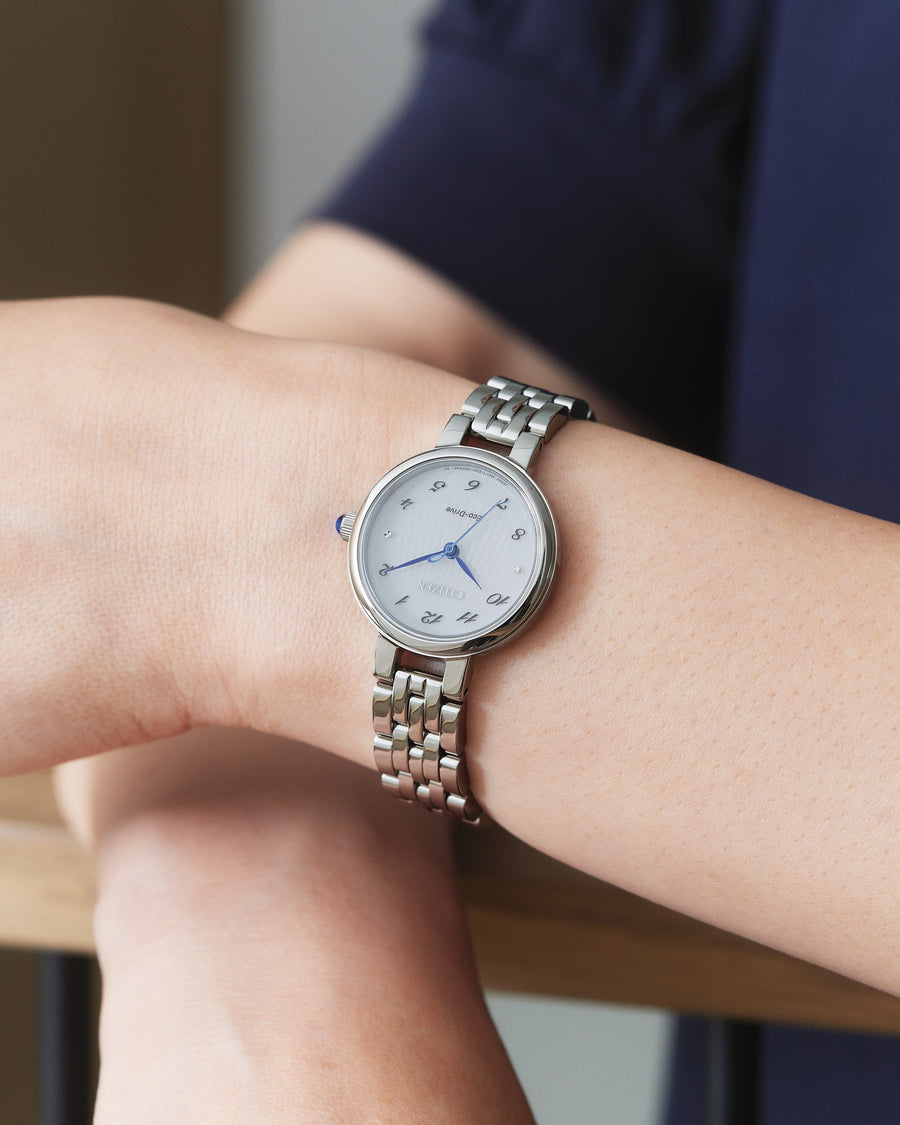 Eco-Drive Dame Stål / Hvit 28mm