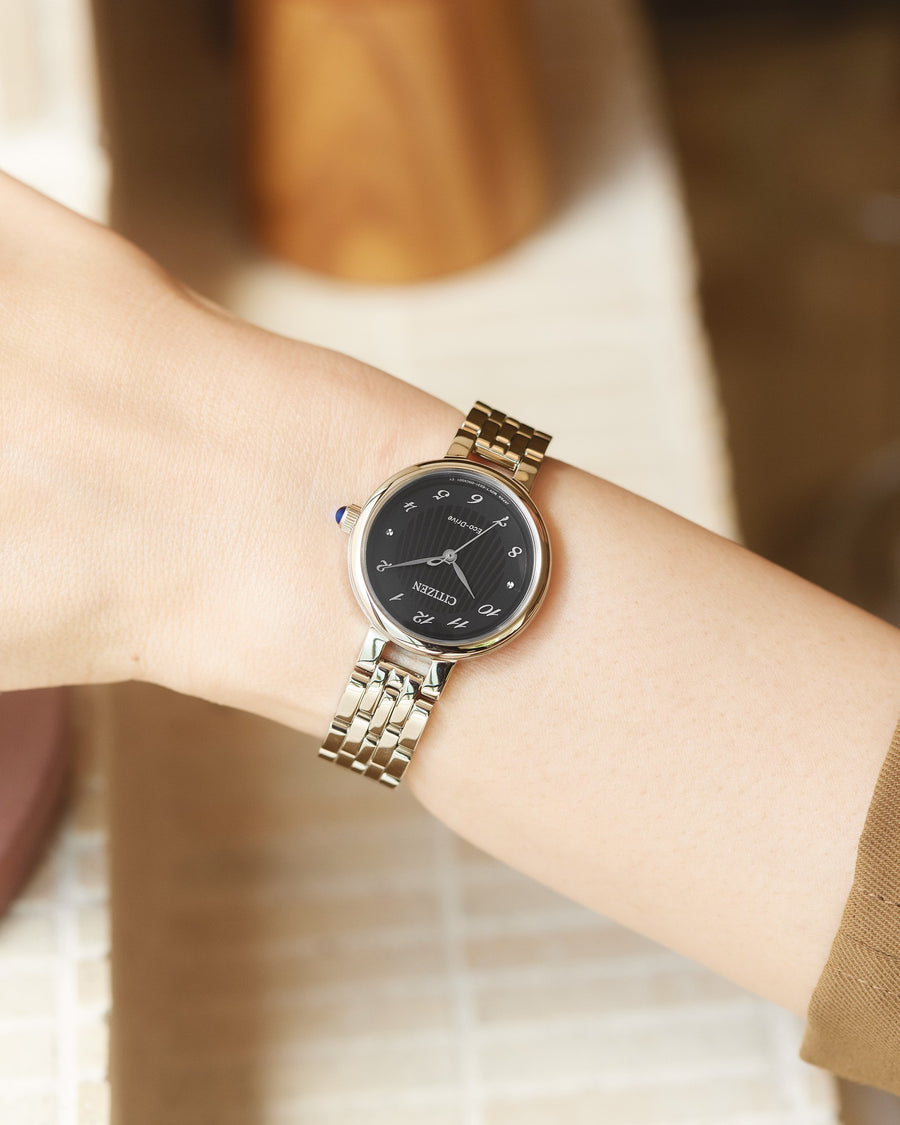 Eco-Drive Dame Stål / Sort 28mm