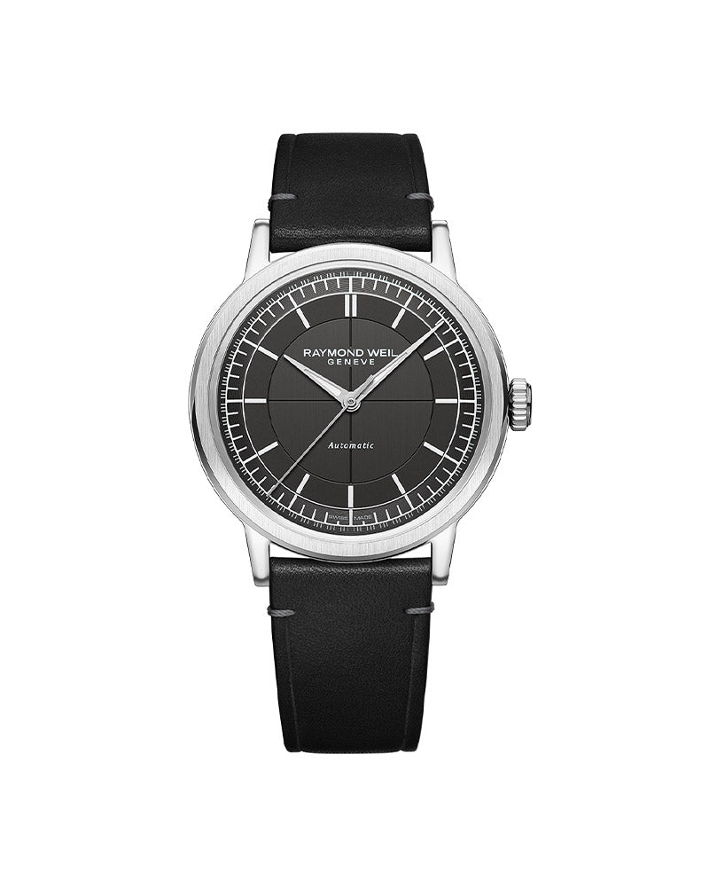Millesime Mens Automatic Skinn / Sort 40mm
