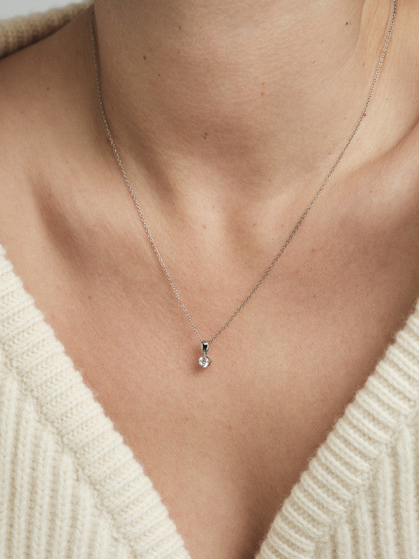 Jolie Necklace Silver - White