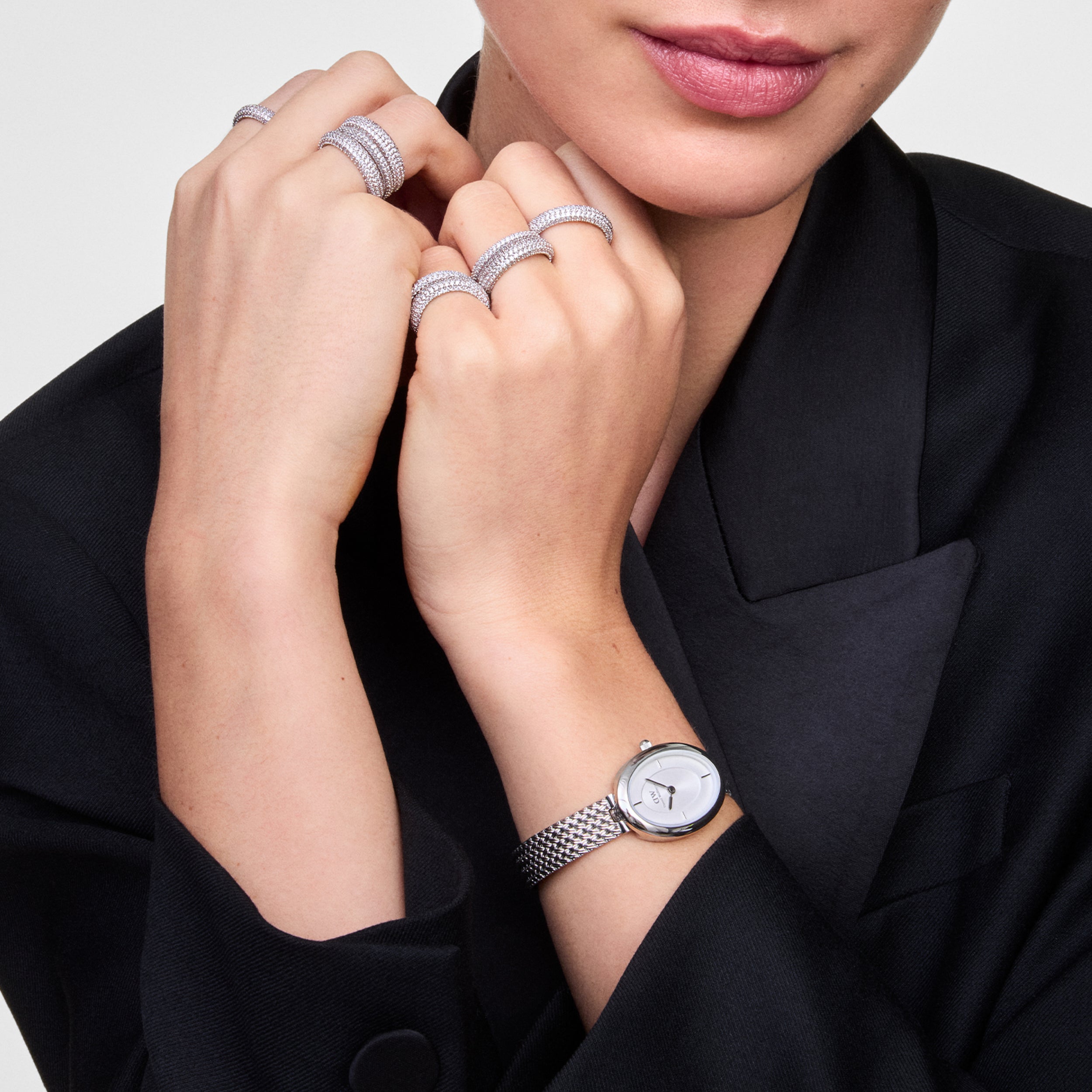 DW Juliette Braided Mesh Stål / Hvit 20x26mm