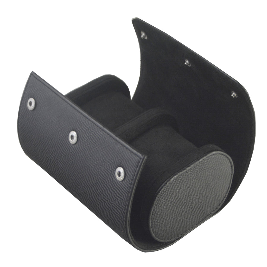 Klokkeboks Travel med 2 puter, sort kryssmønster