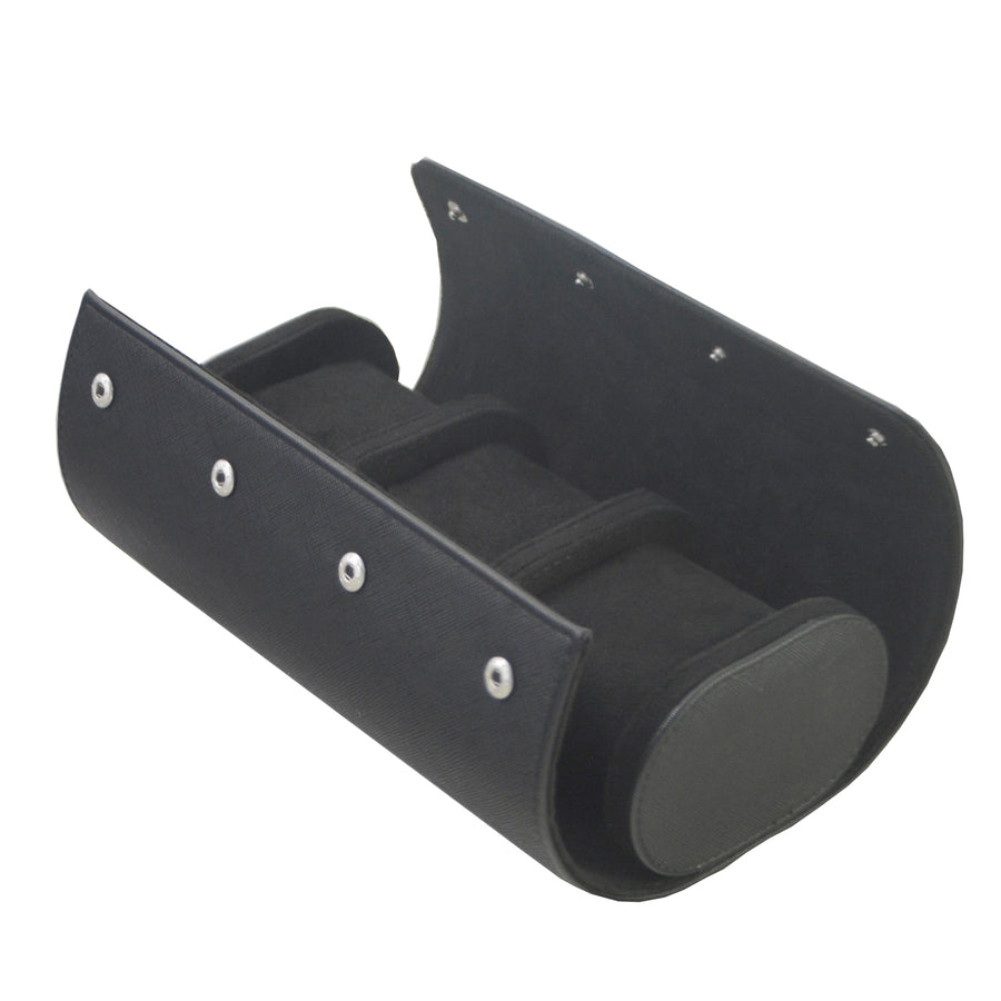 Klokkeboks Travel med 3 puter, sort kryssmønster