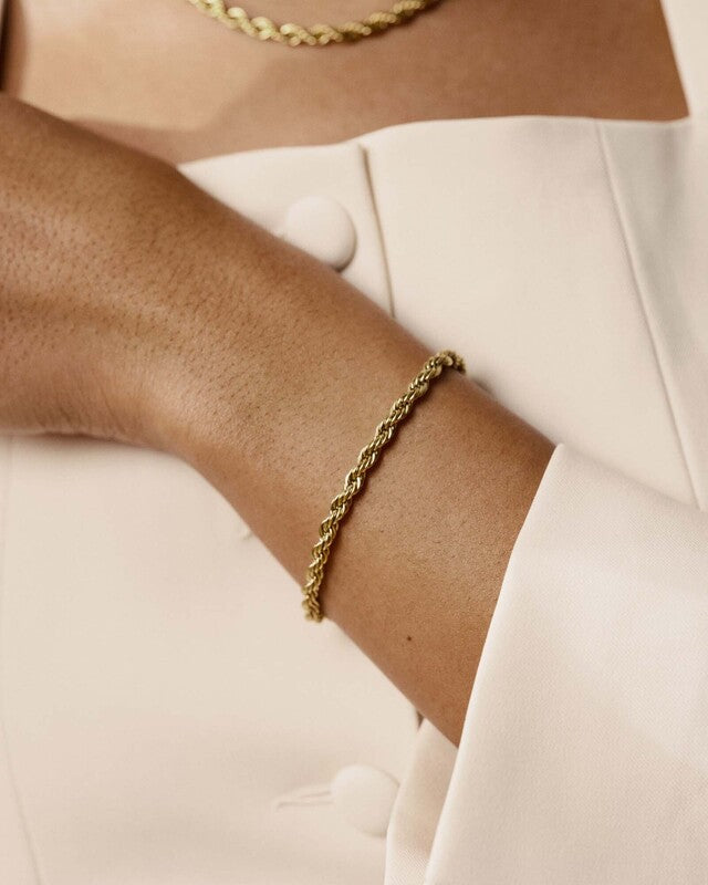 Mockberg Bold Rope gullfarget armbånd i stål (medium)