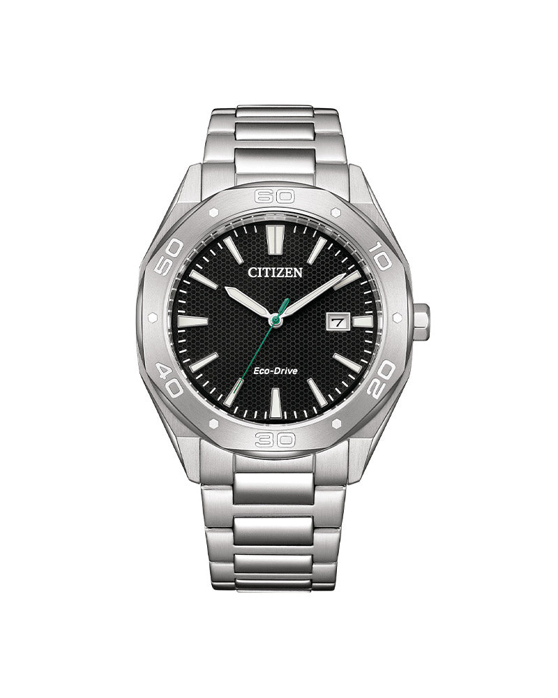 Eco Drive Mens Stål / Sort 41mm