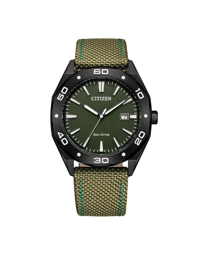 Eco-Drive Mens Sort / Grønn 41mm