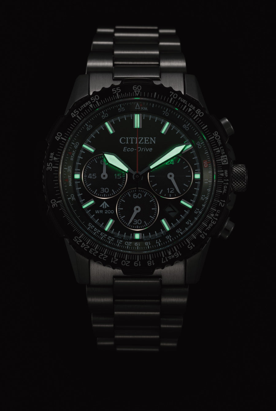 Promaster Sky Eco-Drive Chrono Stål / Grønn 40mm