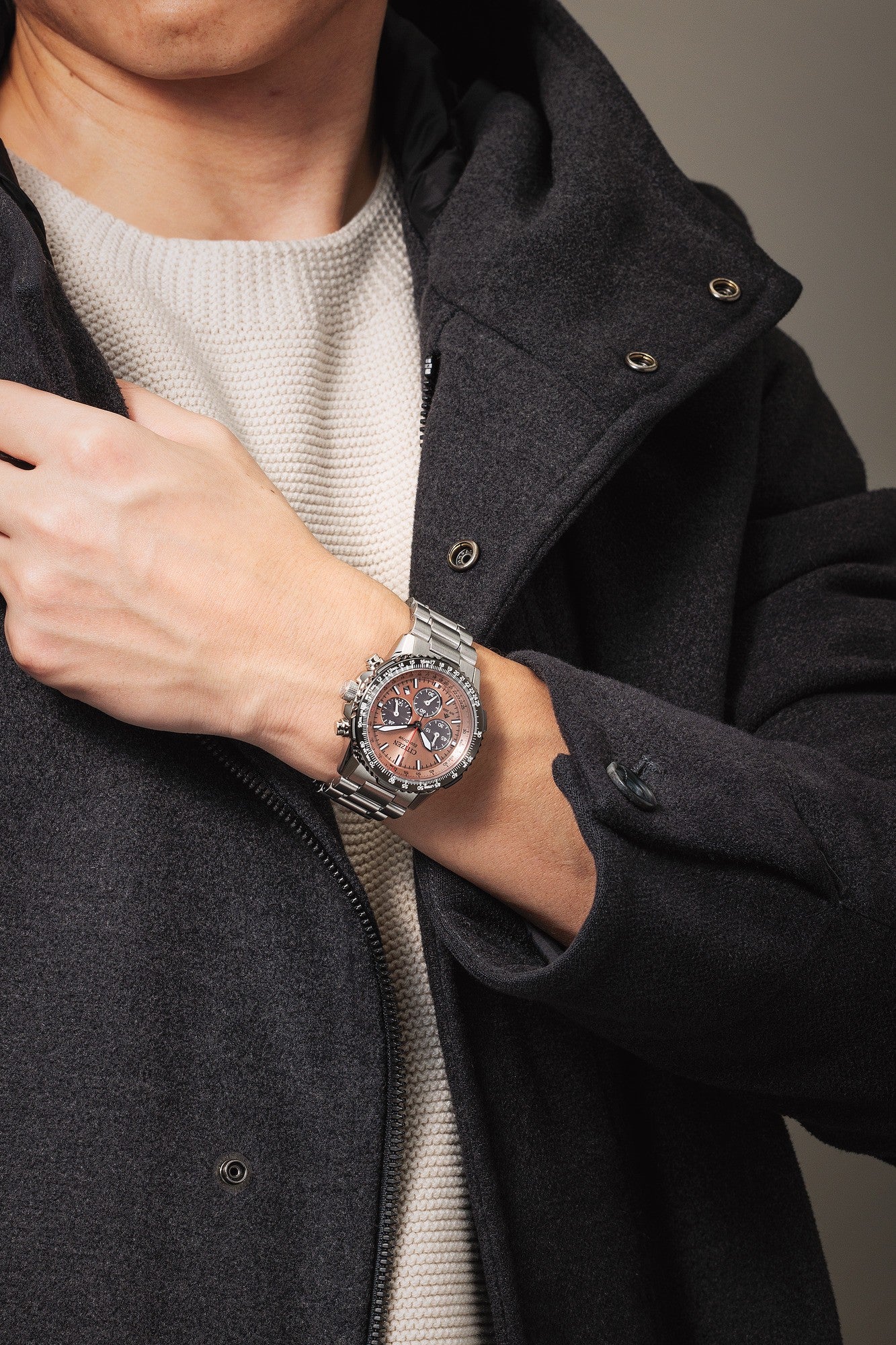 Citizen Promaster Sky Eco-Drive Chrono Stål / Laksefarget 40mm