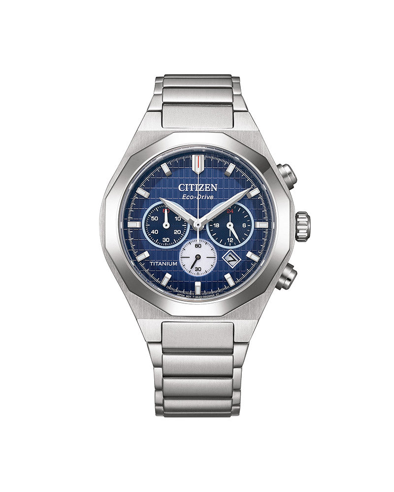 Titan Eco-Drive Sølvfarget / Blå 41mm