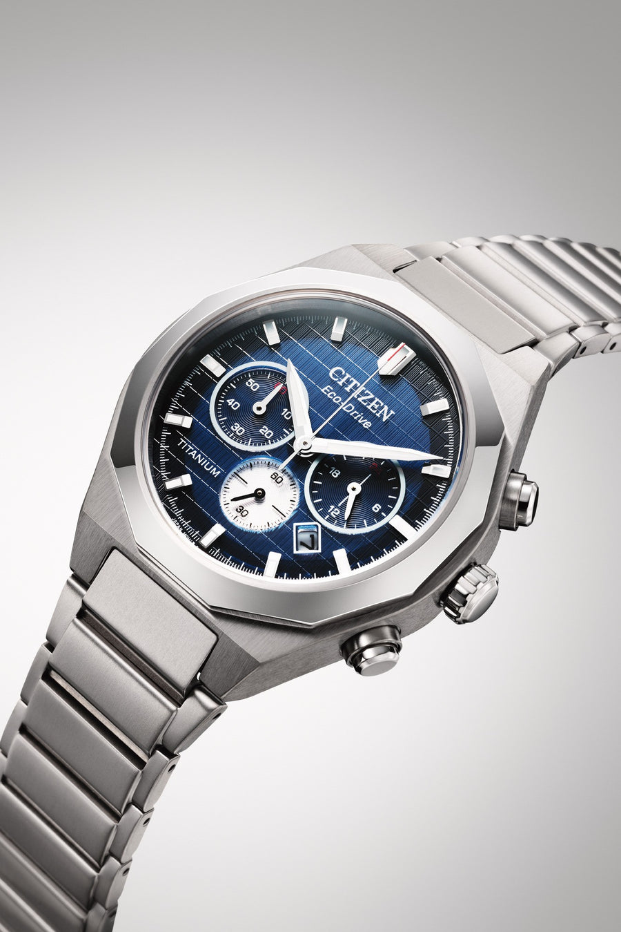 Titan Eco-Drive Sølvfarget / Blå 41mm