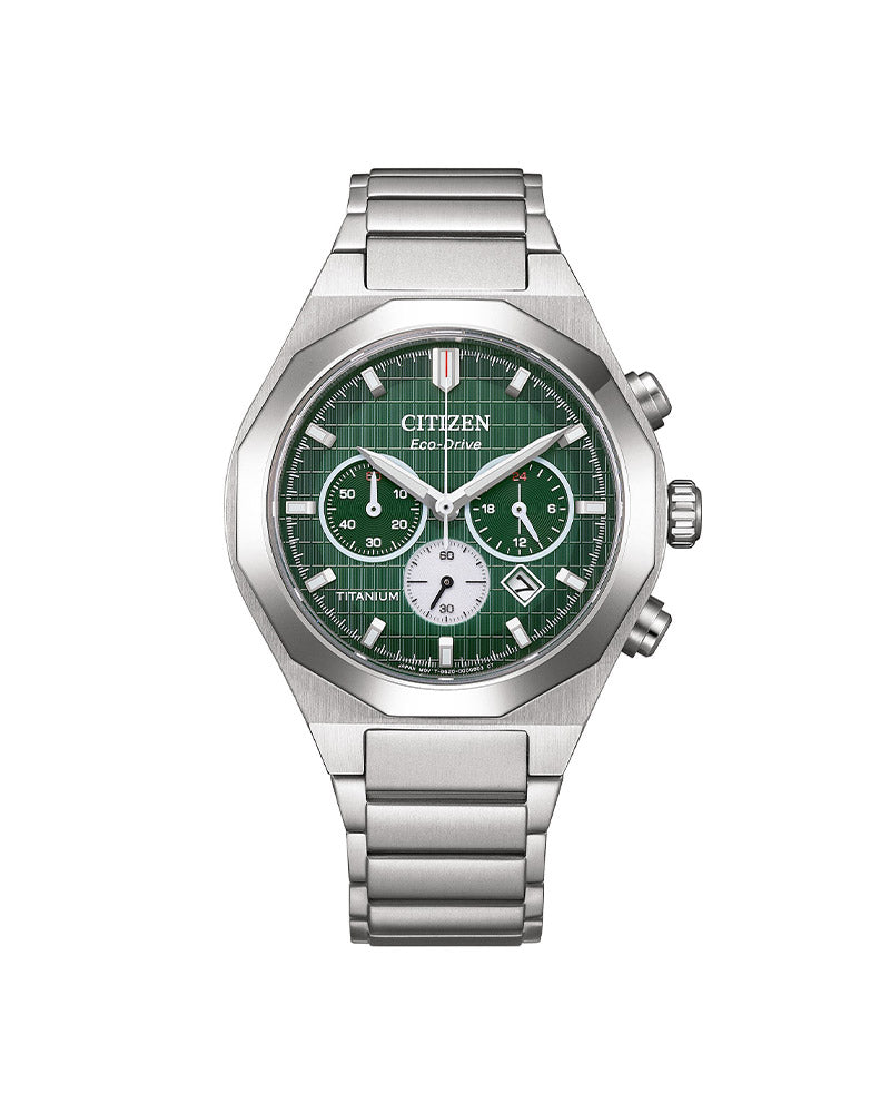 Titan Eco-Drive Sølvfarget / Grønn 41mm