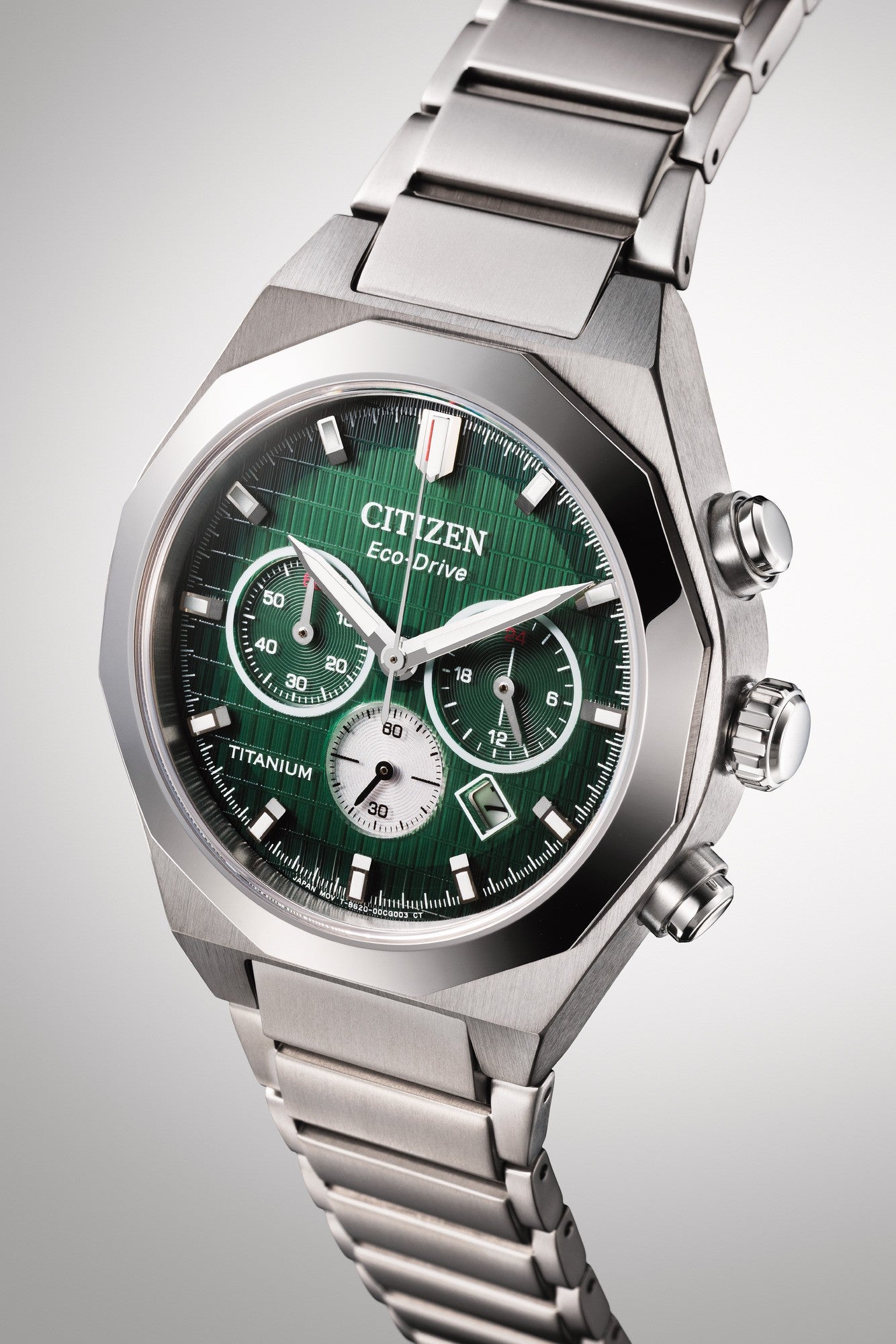 Titan Eco-Drive Sølvfarget / Grønn 41mm