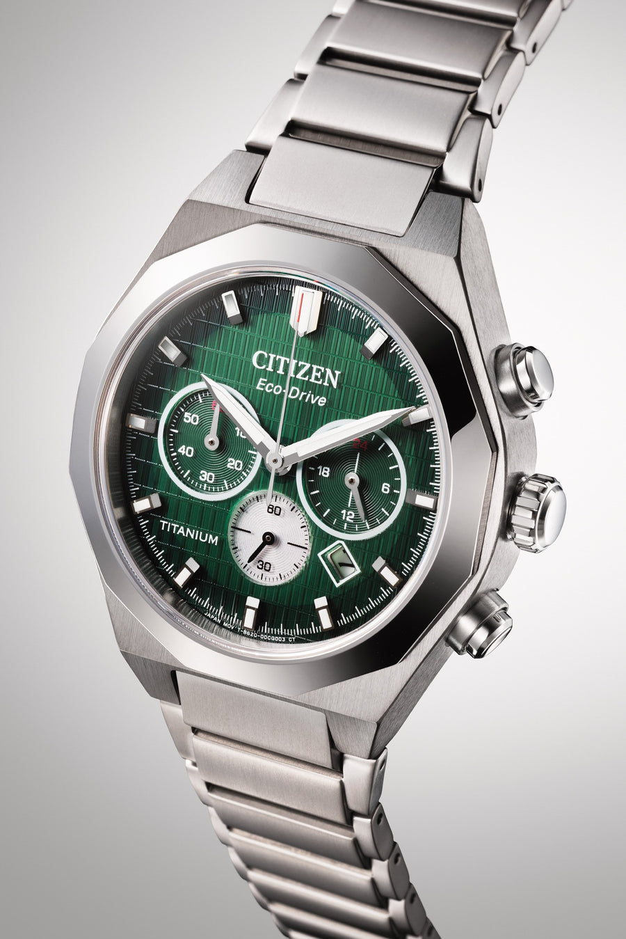 Titan Eco-Drive Sølvfarget / Grønn 41mm