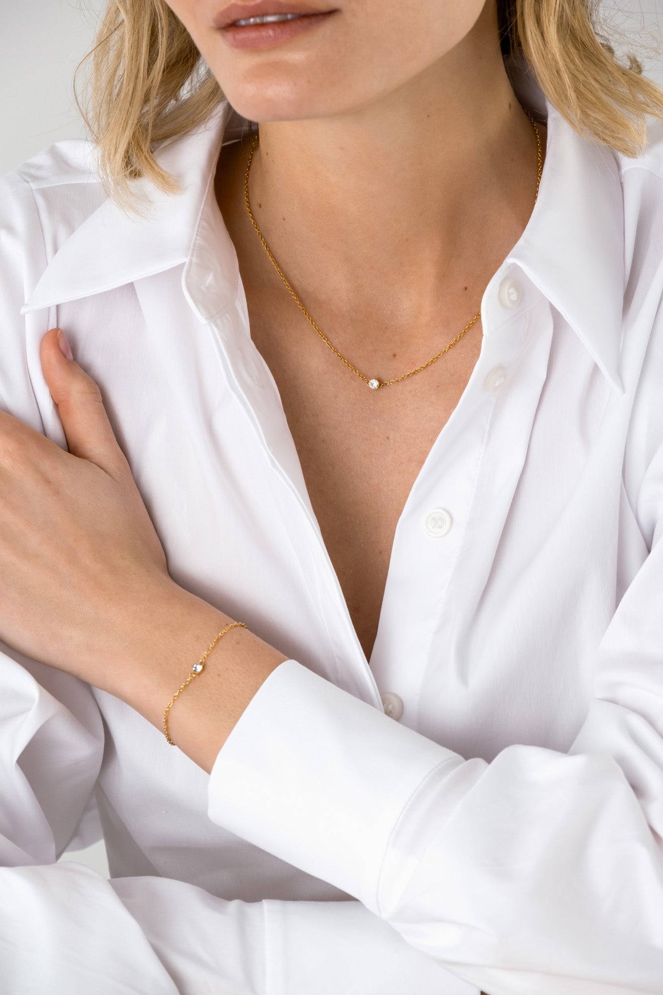 Mockberg Thin Diamond Gold Medium Bracelet