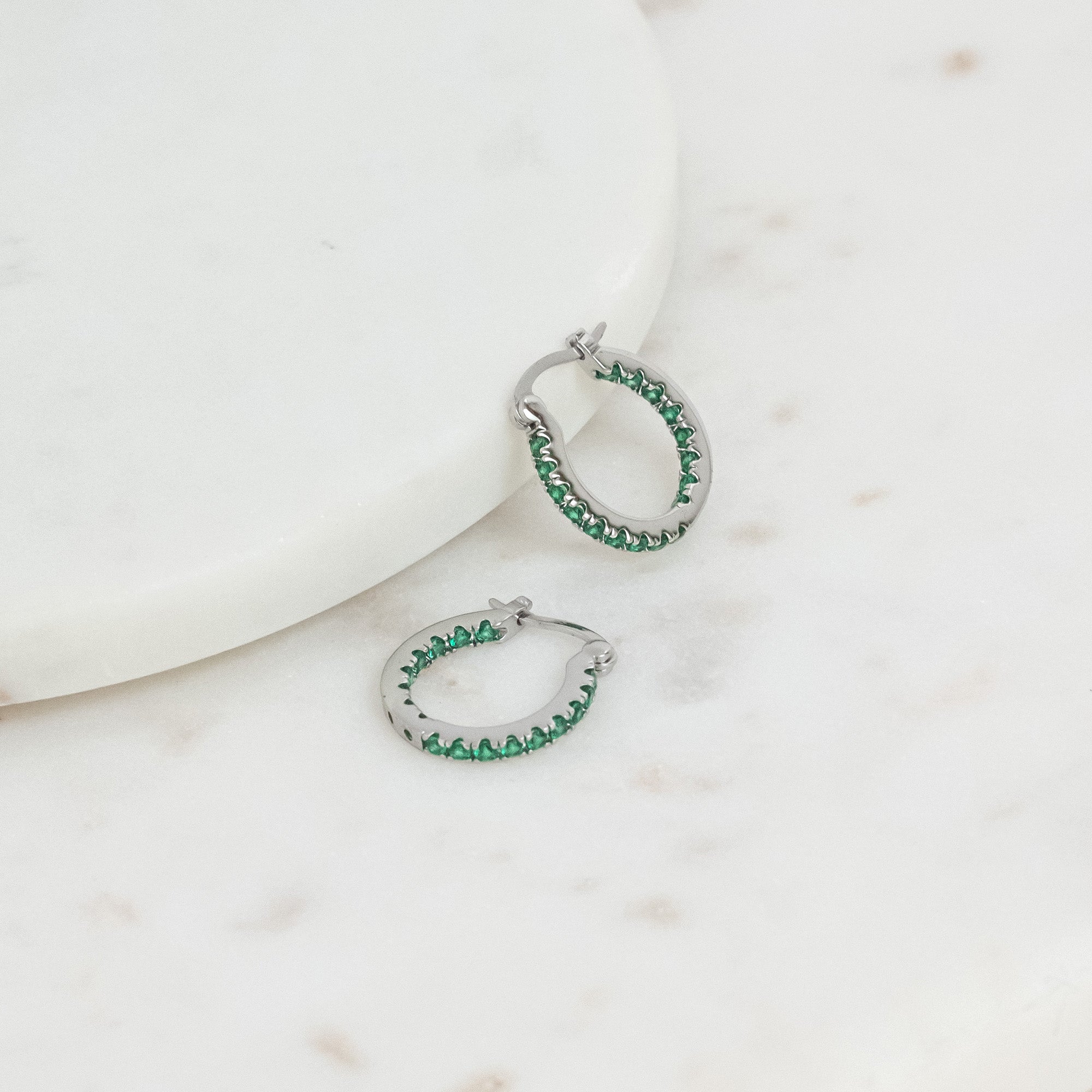 Lunar Earrings Silver / Green Large