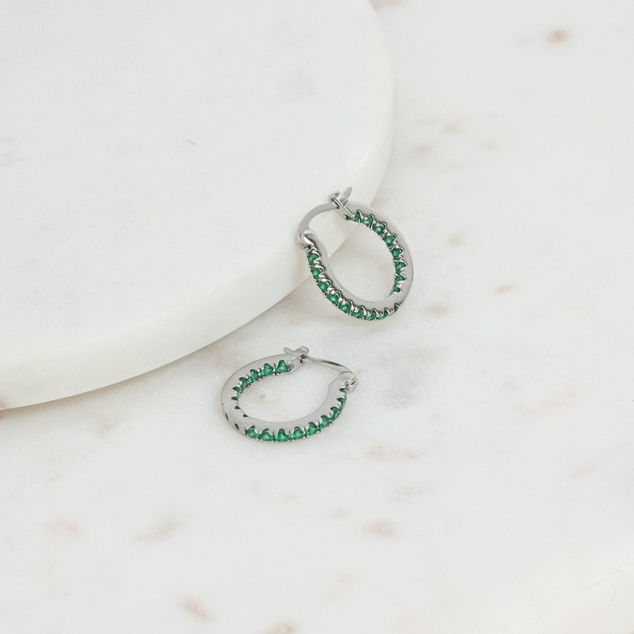 Lunar Earrings Silver / Green Medium