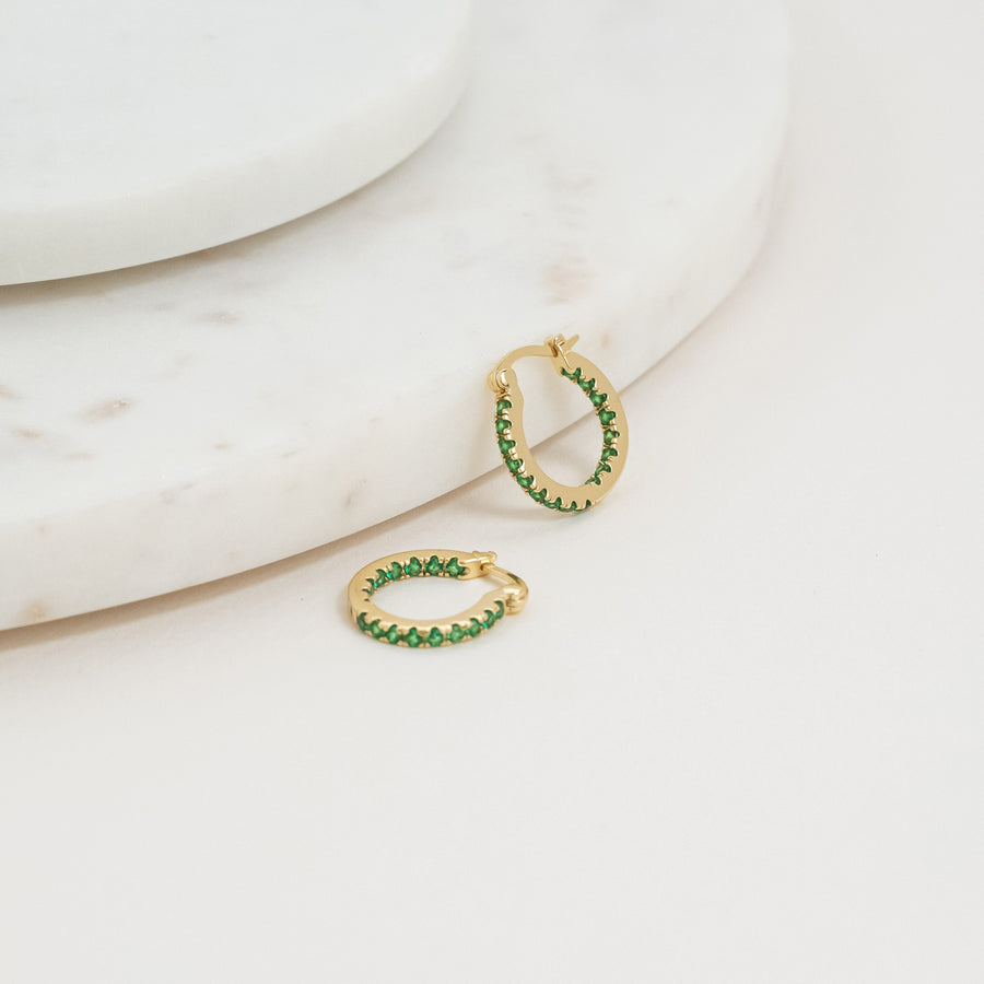 Lunar Earrings Gold / Green Small