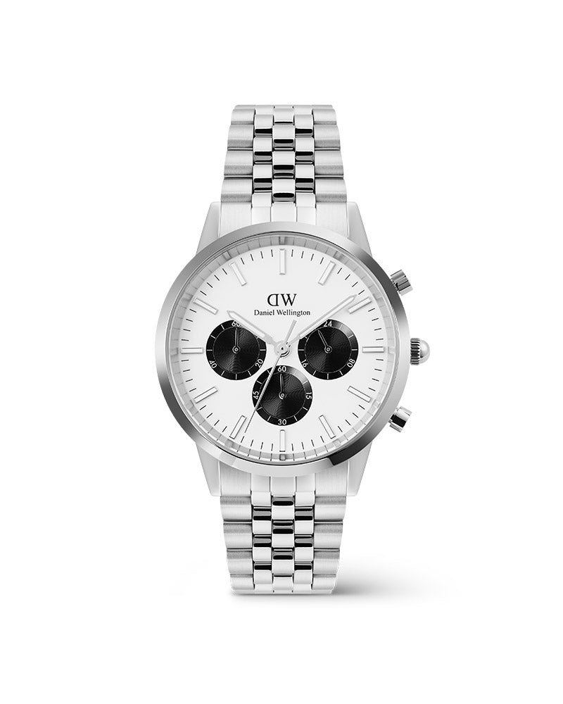 DW Iconic 42 Chronograph Arch 5-Link Stål / Off-white 42mm