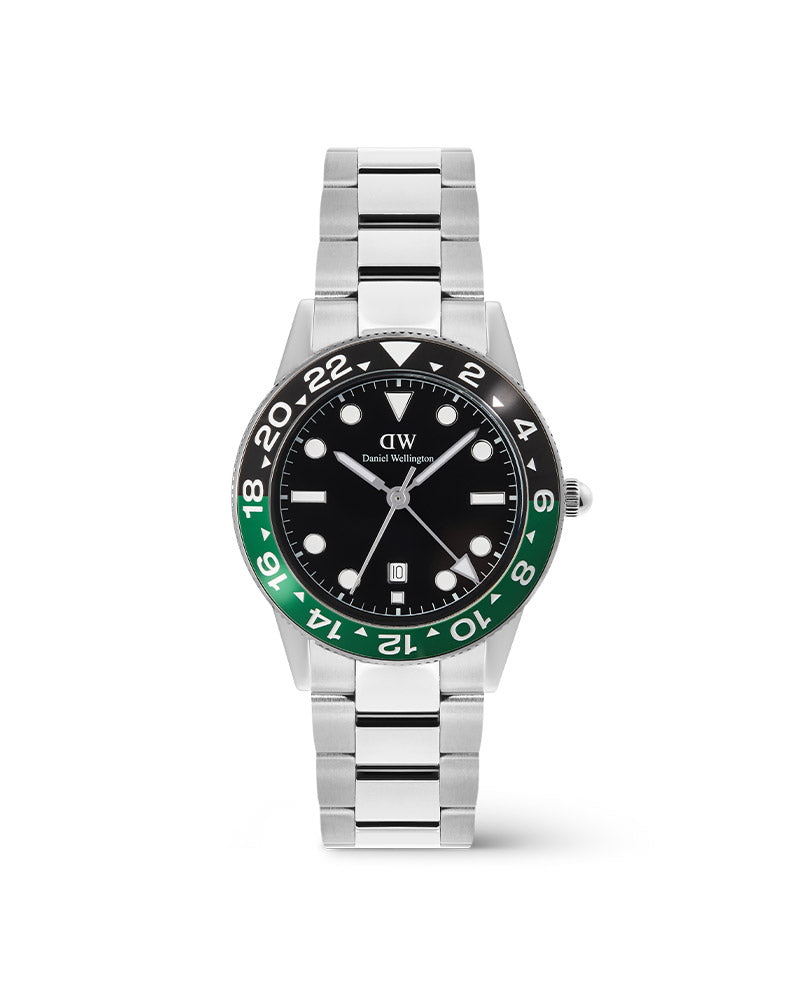 DW Iconic GMT Link Stål / Sort, Grønn bezel 40mm