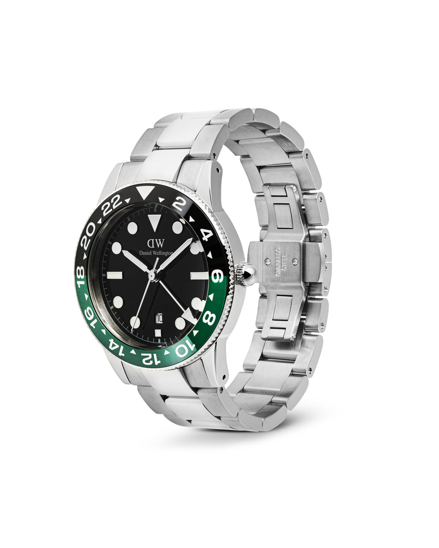 DW Iconic GMT Link Stål / Sort, Grønn bezel 40mm