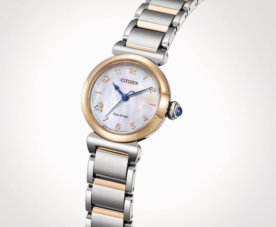 L Mae Lady Eco-Drive Tofarget stål / Perlemor 26 mm