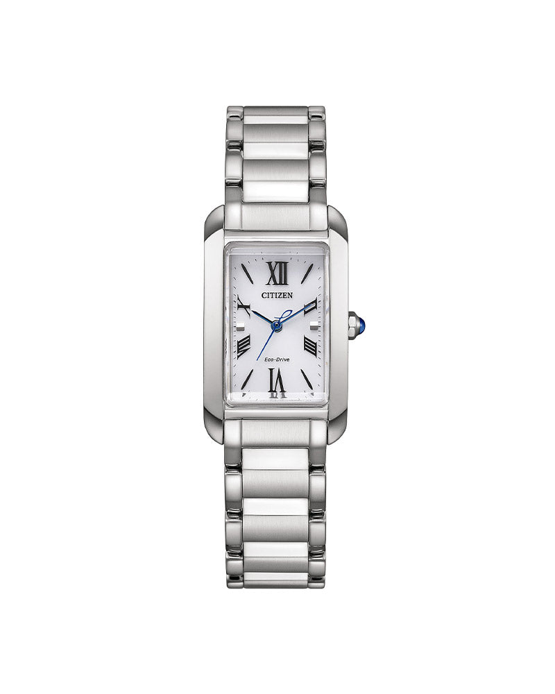 Square Lady Eco-Drive Stål / Hvit 20mm