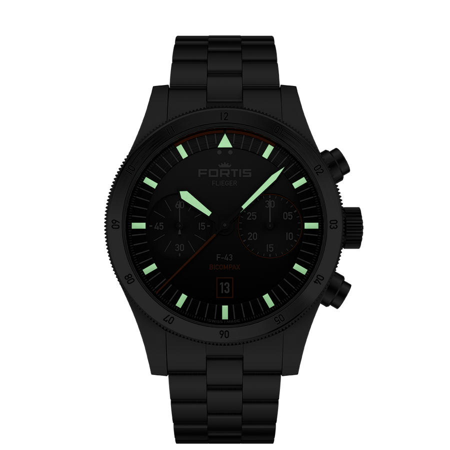 Flieger F-43 Bicompax Block Bracelet 43mm
