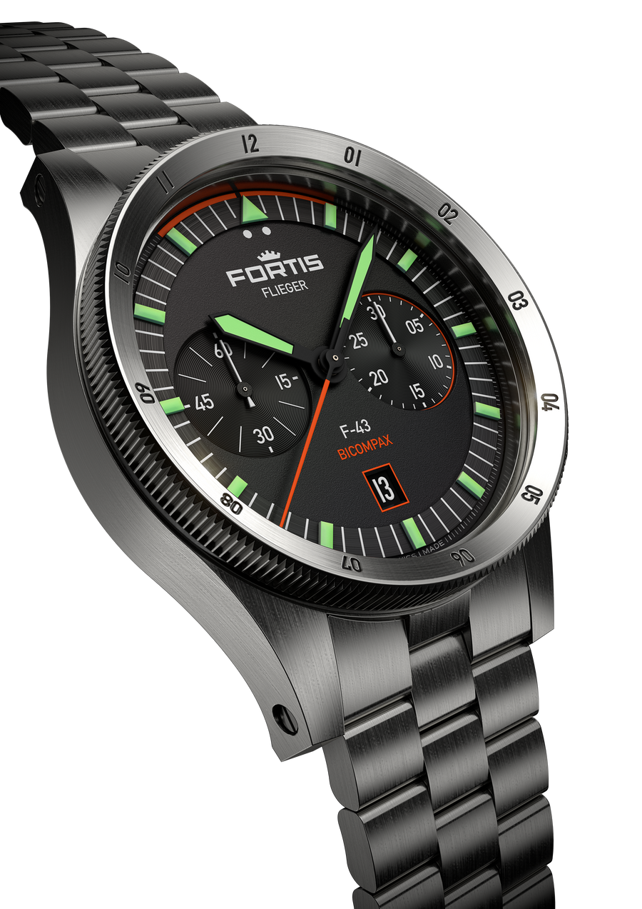 Flieger F-43 Bicompax Block Bracelet 43mm