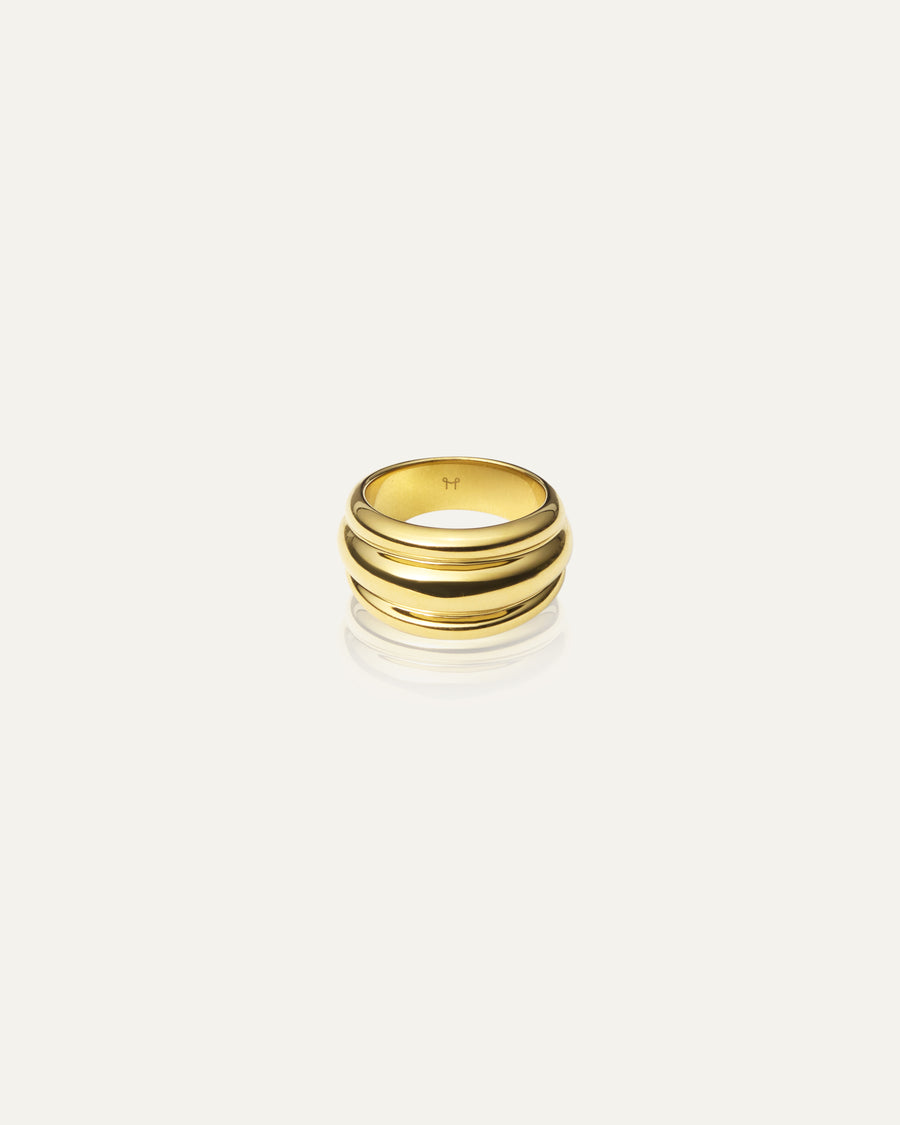 Deco Ribbed Gold Ring #54