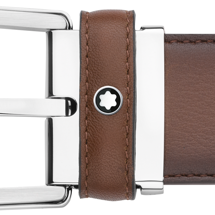 Horseshoe Buckle Leather Belt Brun 35mm