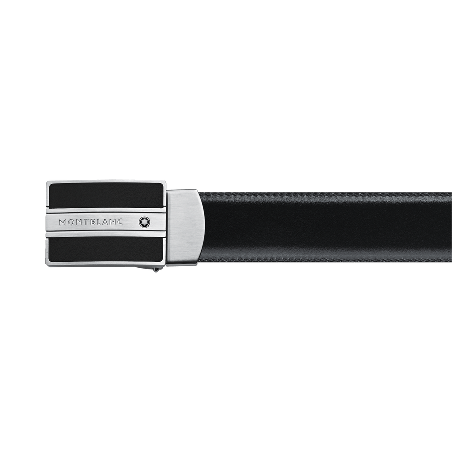 Vendbart skinnbelte, Sort / Brun, 30 mm