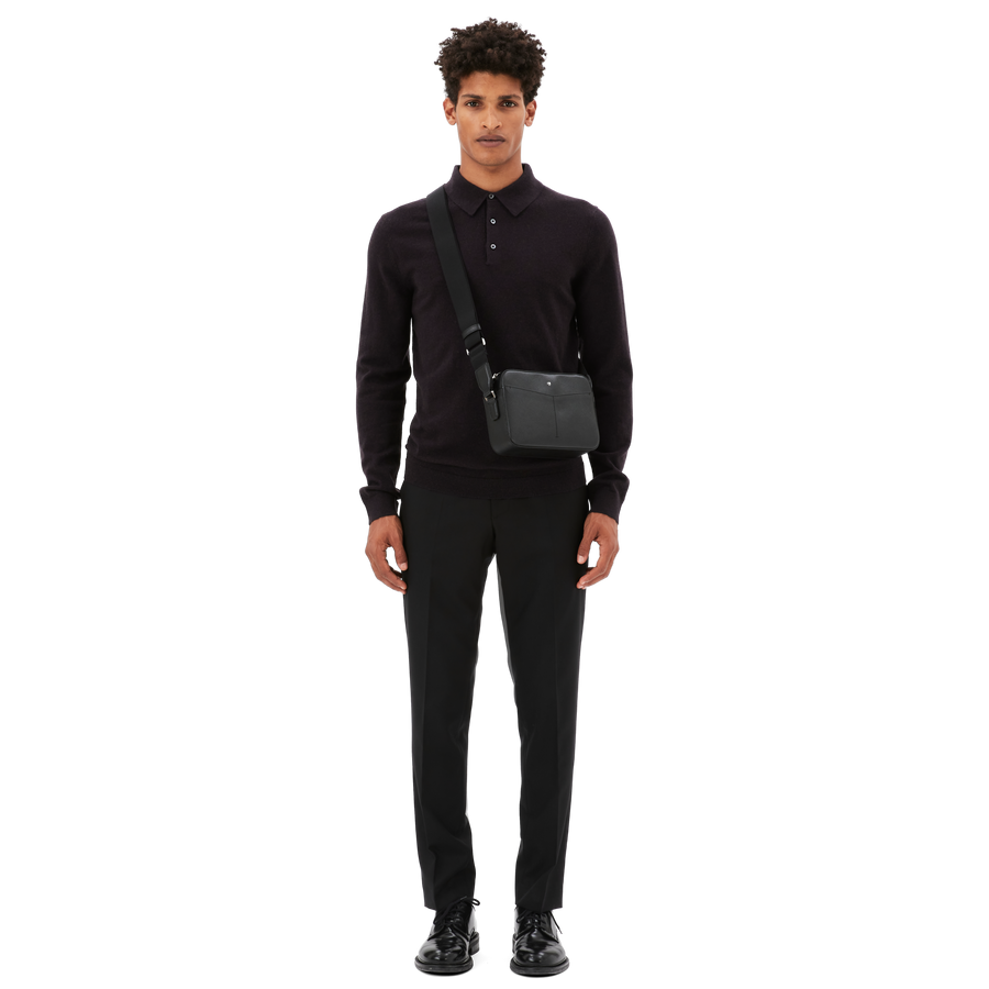 Sartorial Zip Top Messenger Bag, Sort
