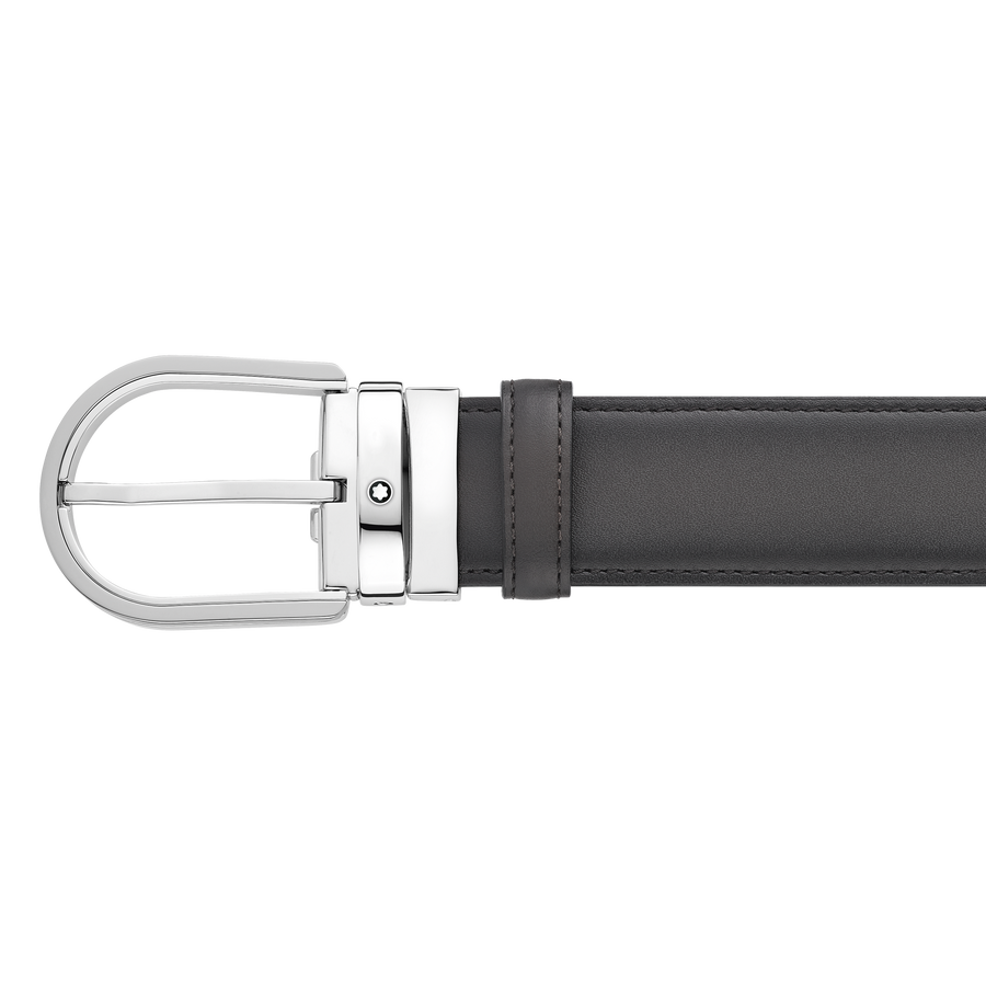 Horseshoe Buckle Grey 35 mm Leather Belt