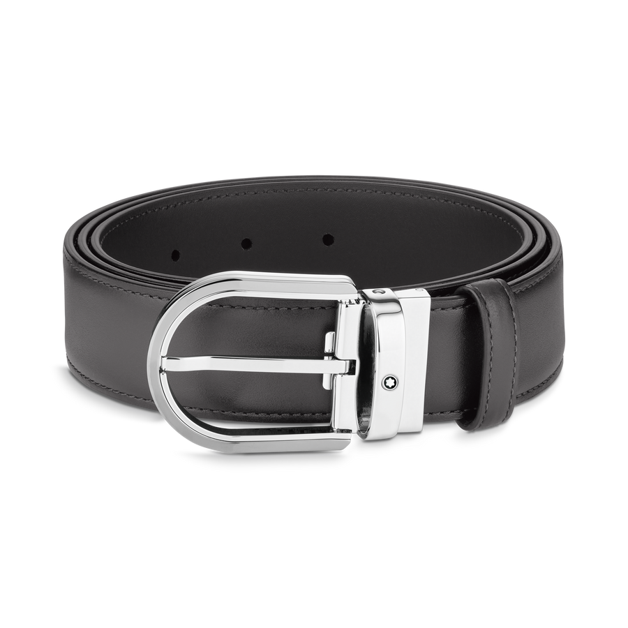 Horseshoe Buckle Grey 35 mm Leather Belt