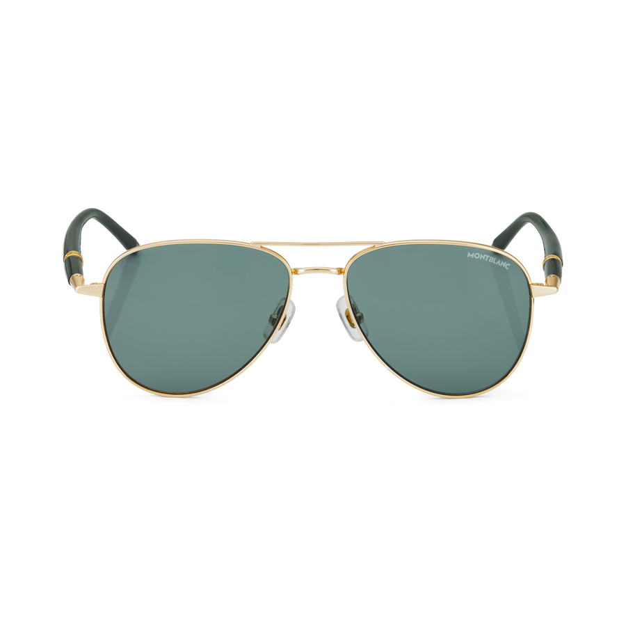 Squared Sunglasses w/Gold-Colored Metal Frame