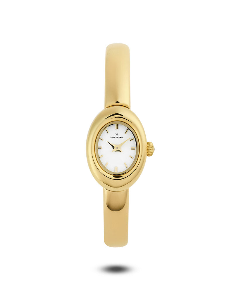 Belle Oval Petite Bangle Watch Gullfarget stål / Hvit / Small