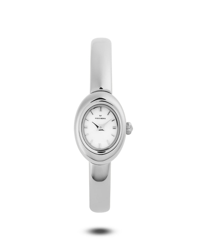 Belle Oval Petite Bangle Watch Stål / Hvit / Large