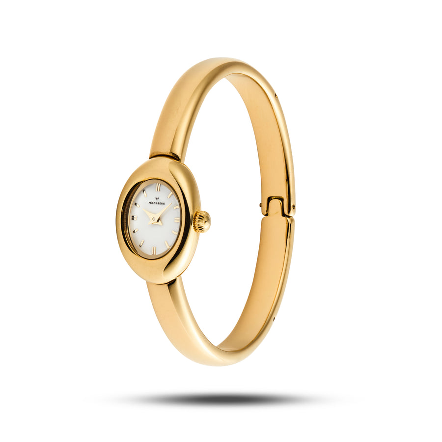 Belle Oval Petite Bangle Watch Gullfarget stål / Hvit / Small