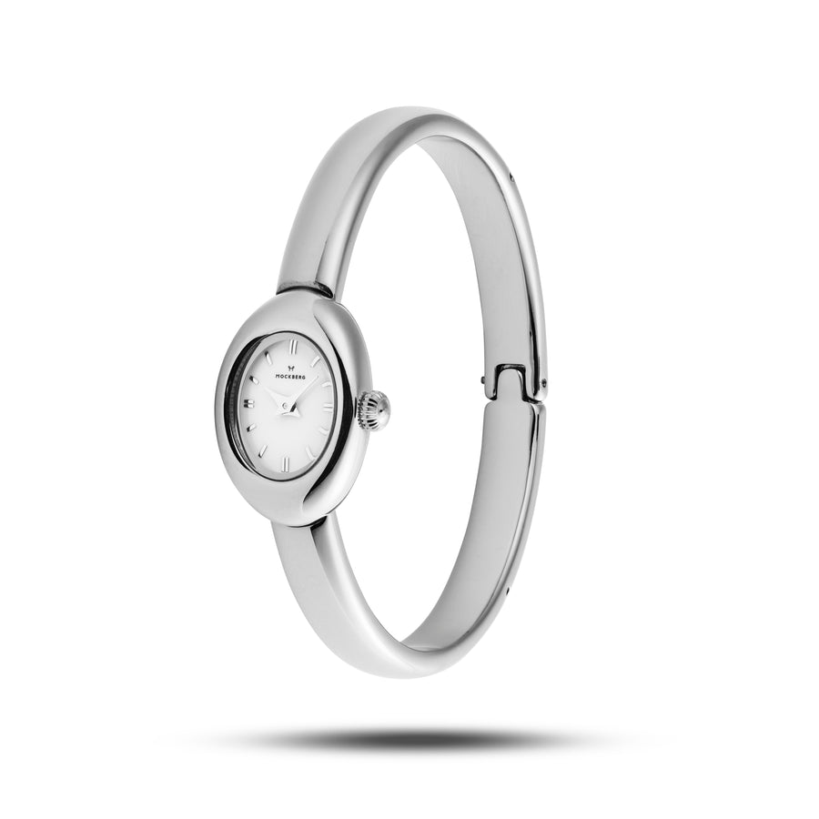 Belle Oval Petite Bangle Watch Stål / Hvit / Large