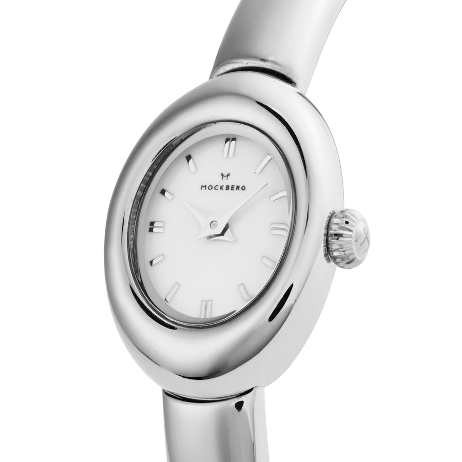 Belle Oval Petite Bangle Watch Stål / Hvit / Large
