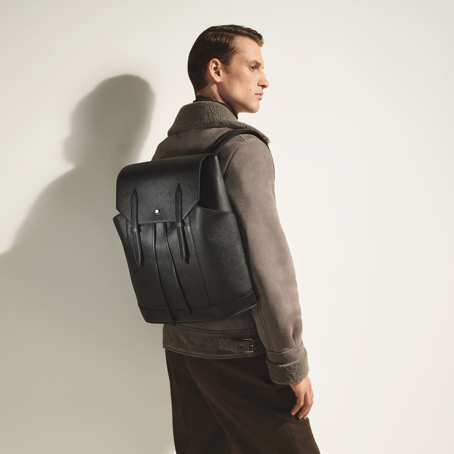 Medium Ryggsekk i Sartorial-skinn, Svart