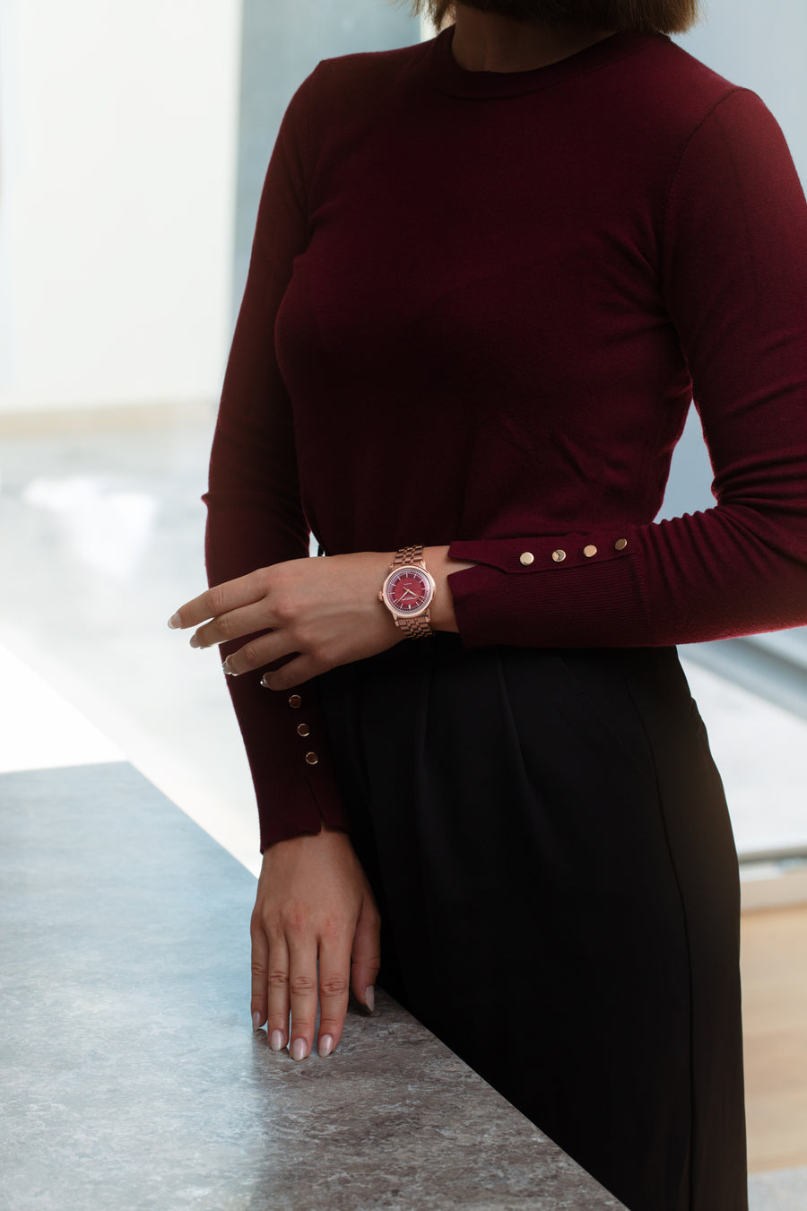 Millesime Automatic Gullfarget / Burgunder 35mm