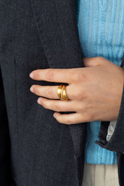 Ocean Flow Band Sparkle Ring Gold - 56