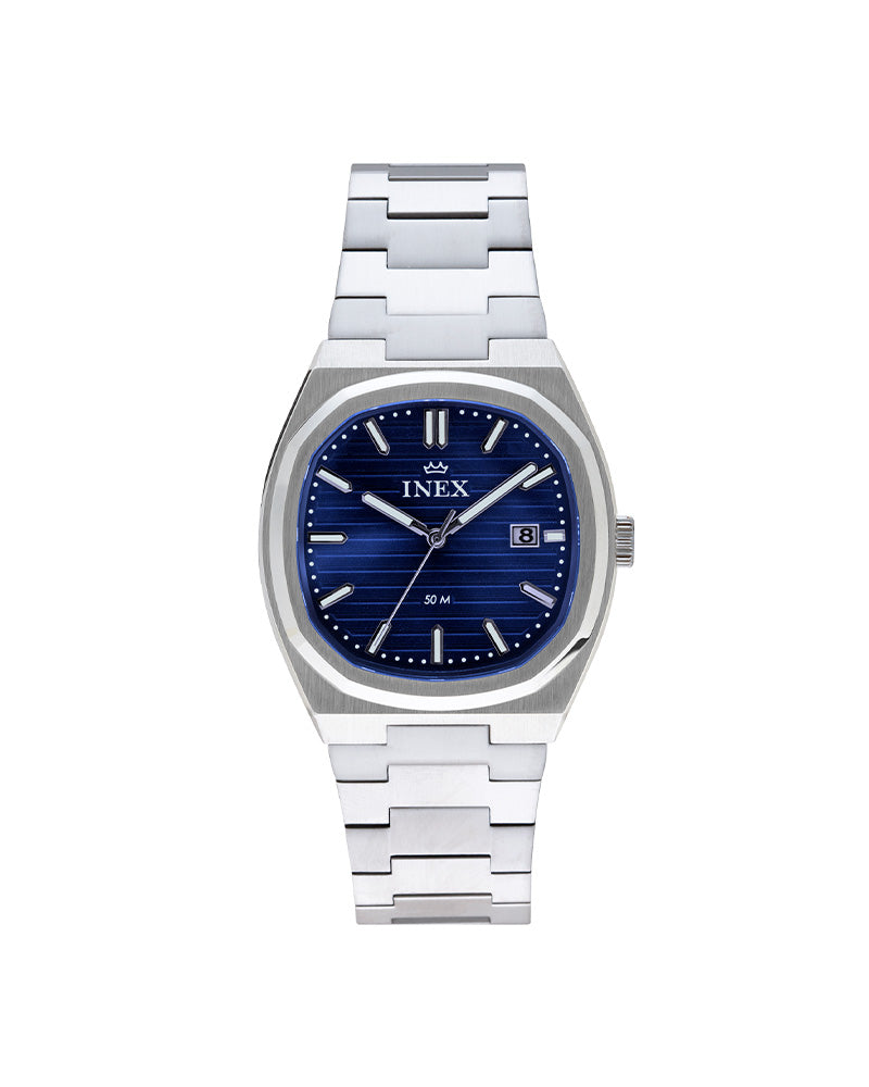 Herre Square Stål / Blå 38mm